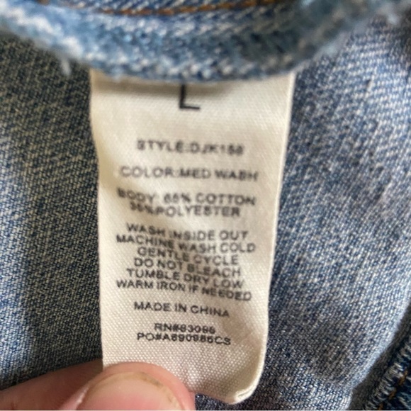 Ci Sono Denim Jacket Womens size Large  Blue Jean Button up cowgirl Light Wash - Picture 5 of 7